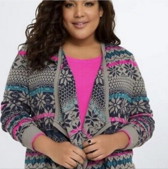 🍂🍁Torrid Aztec open front cardigan size 2x - Picture 2 of 5